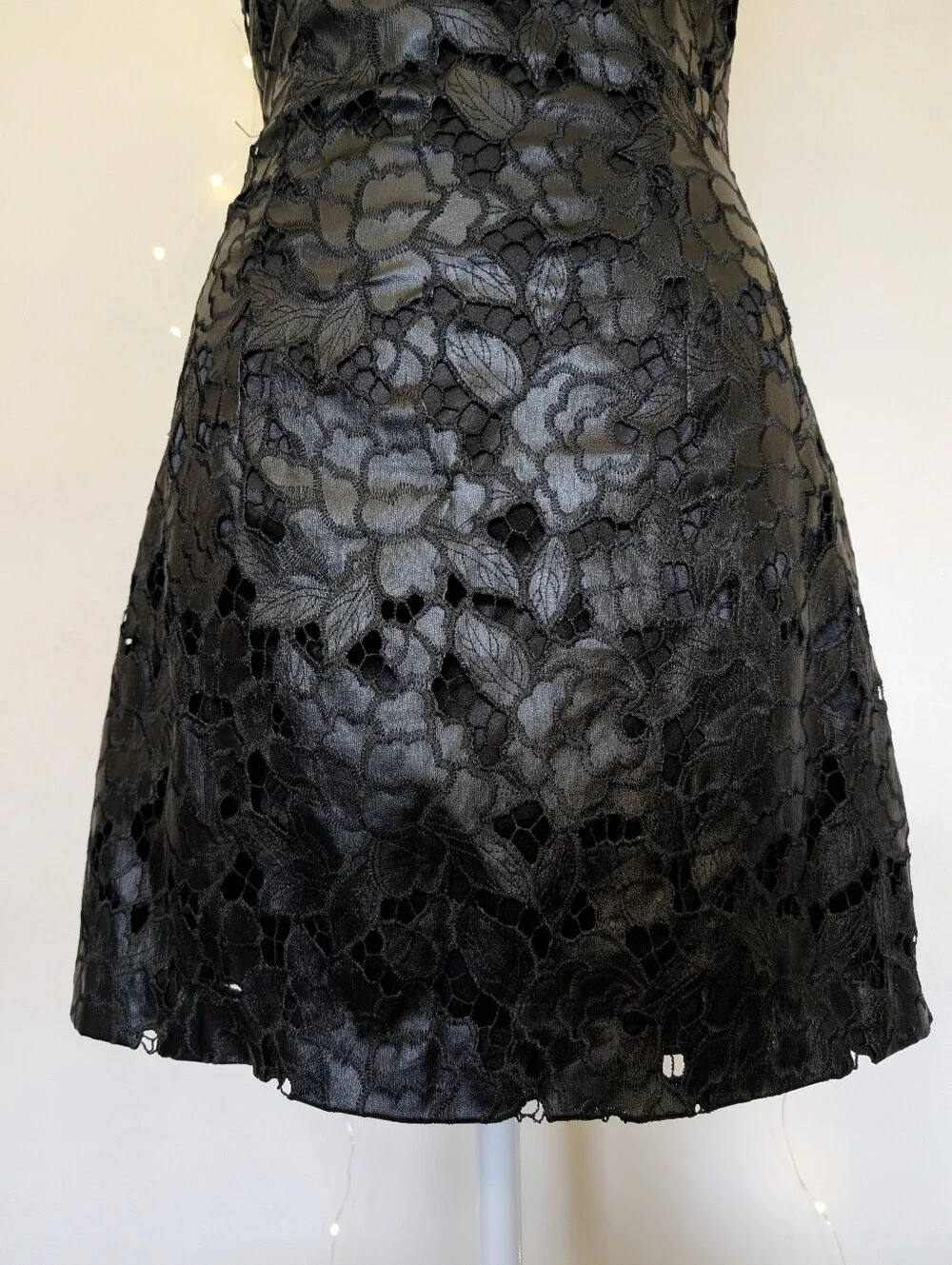 bebe Black Floral Lace Mini Dress - Picture 5 of 9
